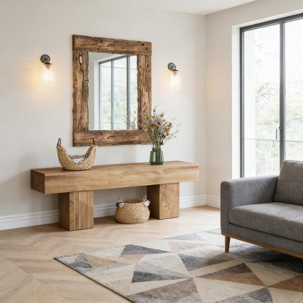 English Elm Modern Farmhouse Wood Grain Bench Versatile Seating for Entryway Bedroom or Dining T3971P447337