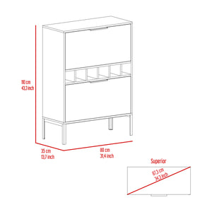 English Elm Rowan Light Gray Bar Cabinet with Six-Bottle Wine Rack, Two-Door Storage, FSC-Certified Finish B128P176140