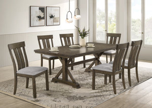 English Elm 5pc Dining Set with Luxurious Marble-Look Rectangular Table and Dark Base, Upholstered Comfort Chairs Brown 17.32 L x 54.53 W x 6.3 H B2741S00528