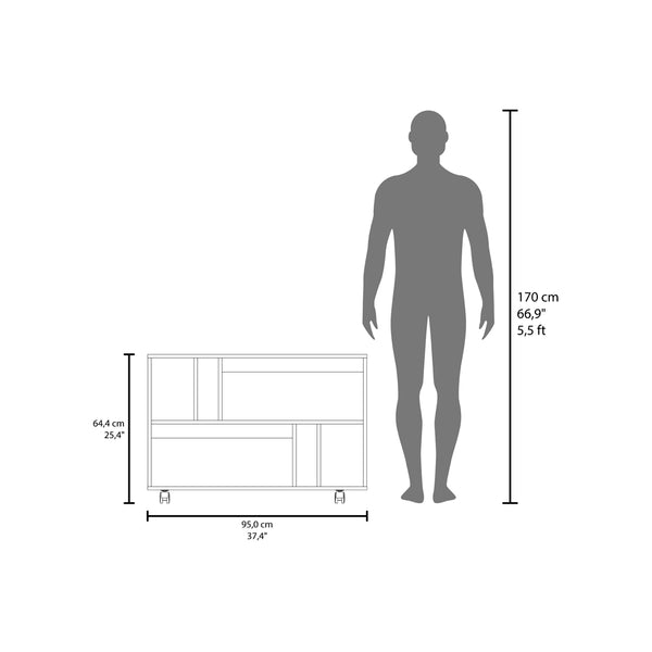 English Elm Norwood White Table Cart with Smooth Casters, Engineered Wood Shelves for Living Room Storage and Style B092P306238