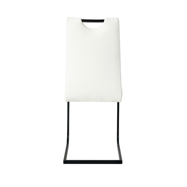 English Elm Modern White Pu Leather Dining Chairs with Black Metal Legs Ergonomic Set of 2 White Pu W210P199101