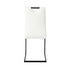 English Elm Modern White Pu Leather Dining Chairs with Black Metal Legs Ergonomic Set of 2 White Pu W210P199091