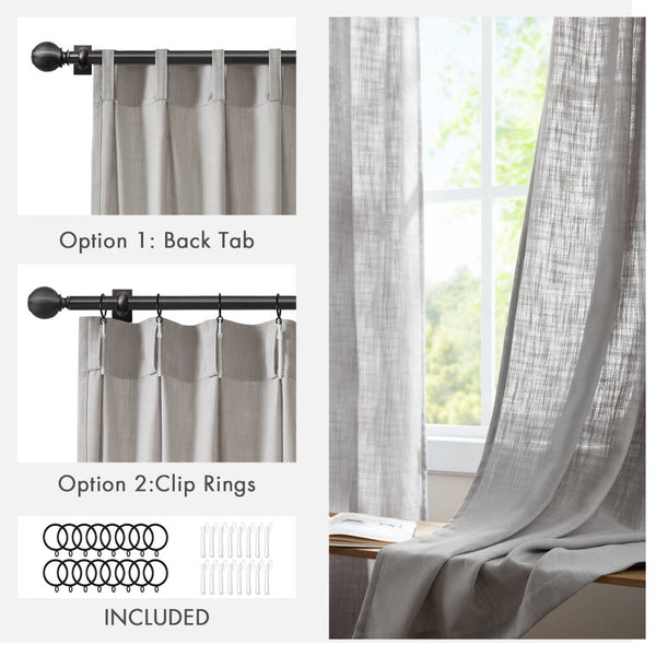 English Elm 2-piece Pinch Pleat Poly Linen Curtain Panels Tailored Formal Drape for Any Room Grey B035P482986