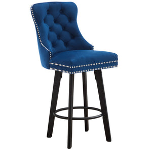 English Elm Modern Velvet Swivel Barstools Tufted Upholstery Rivet Trim for Kitchen Island or Home Bar W2311P227681