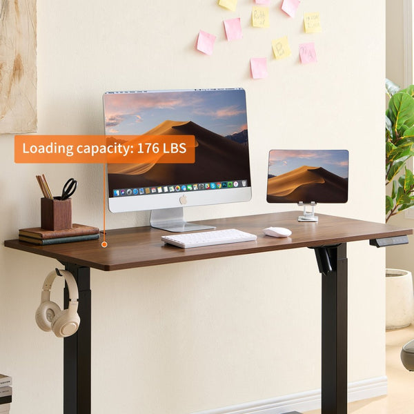 English Elm Electric Sit Stand Desk with Seamless One Piece Top and Industrial Steel Frame W1769P345628