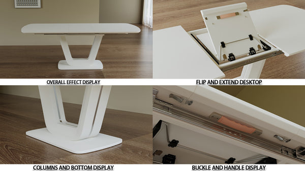 English Elm 62.99-78.74" Expandable Grey-White Dining Table With U-Shaped Legs - Modern Industrial Style For Home & Office P2 W2189S00751-GIGA