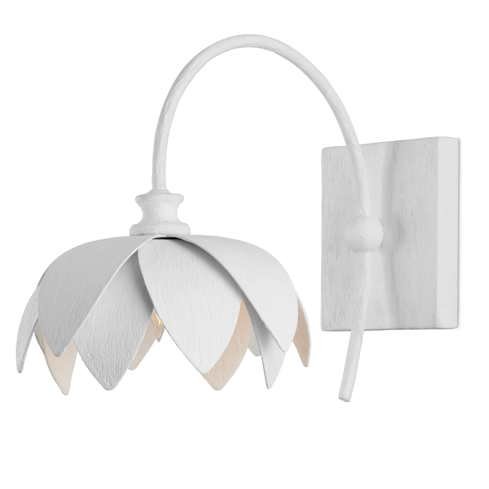 Sweetheart Wall Sconce - Nature-Inspired Gesso White Metal Fixture for Elegant Indoor Lighting