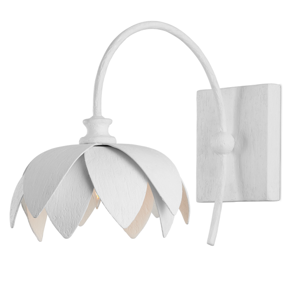 Sweetheart Wall Sconce - Nature-Inspired Gesso White Metal Fixture for Elegant Indoor Lighting