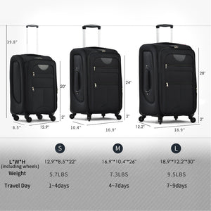 English Elm Softside Expandable Spinner Luggage 3 Piece Set with Tsa Lock and 360 Wheels Black PP283608AAB