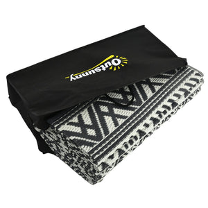 English Elm Outsunny Reversible Boho Polypropylene Outdoor Rug Waterproof Portable Mat with Carry Bag W2225P174557