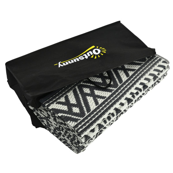 English Elm Outsunny Reversible Boho Polypropylene Outdoor Rug Waterproof Portable Mat with Carry Bag W2225P174557