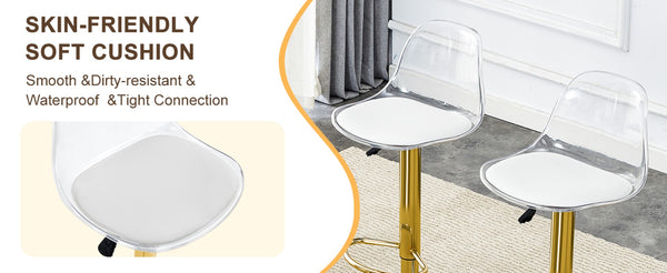 English Elm Modern Swivel Barstools Set of 2 with Clear Pet Back and Padded Pu Seat W1151P192280