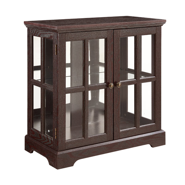 English Elm Led Curio Display Cabinet - Antique Cherry Showcase With Adjustable Shelves, Bluetooth Led Lights & More! W2275P231694