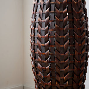 English Elm A 39-inch hand-woven bamboo floor vase in Acacia Wood PVC finish — 37.75" tall modern rattan decor for entryway W2796P283884