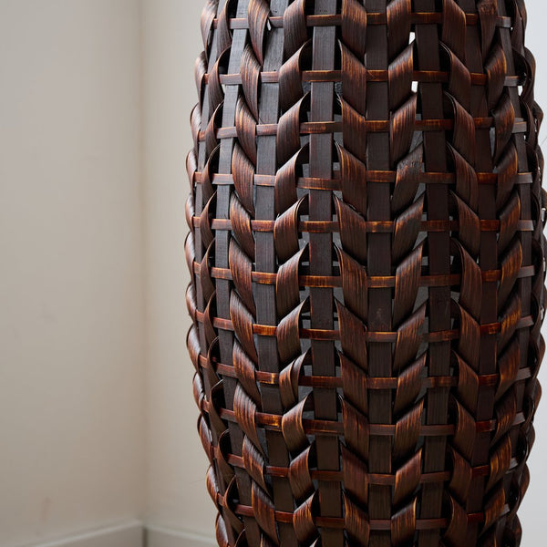 English Elm A 39-inch hand-woven bamboo floor vase in Acacia Wood PVC finish — 37.75" tall modern rattan decor for entryway W2796P283884
