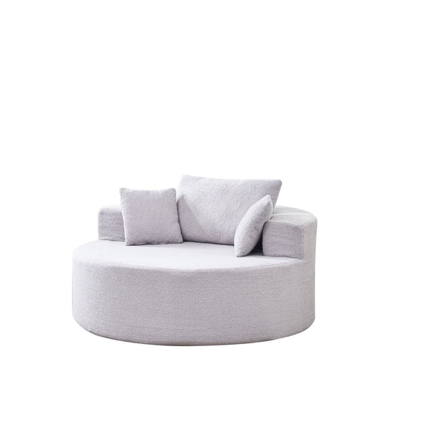 English Elm 55"l Teddy Fleece Round Chaise Chair Plush Foam Seating for Modern Living Rooms Gray W1669P368377