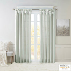 English Elm Twist Emilia Lined Faux Silk Window Curtain Panel 50x108 with Twist Tab Top, Privacy Lining, Sheen Green 3 L x 10.04 W x 9.06 H B03598091