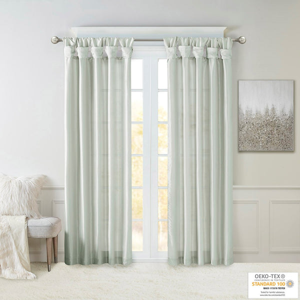 English Elm Twist Emilia Lined Faux Silk Window Curtain Panel 50x108 with Twist Tab Top, Privacy Lining, Sheen Green 3 L x 10.04 W x 9.06 H B03598091