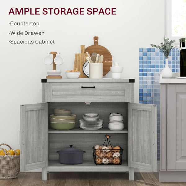 English Elm Homcom Modern Farmhouse Sideboard Buffet Cabinet With Storage Drawer & Barn Doors For Versatile Style W2225P229533