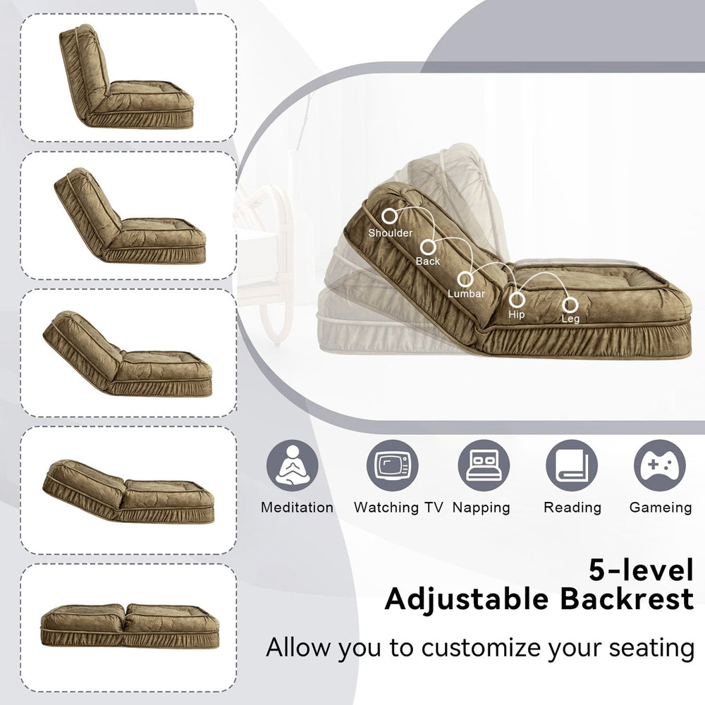 English Elm Upholstered Plush Human Dog Bed with 5 Recline Positions, Massage Cushion & 360° Velvet Comfort Green W1170P282476