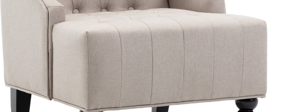 English Elm 1pc Wingback Accent Chair Diamond Tufted Polyester Upholstery Parlor Inspired Seating Beige B011P202558