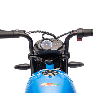 English Elm 24v300w Kids Electric Muscle Motorcycle with Dual Suspension Wide Eva Tires and Twist Throttle Blue W1578P382506