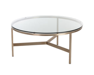 Sunpan Flato Coffee Table - Elegant Antique Bronze Finish with 10mm Tempered Glass for Modern Spaces