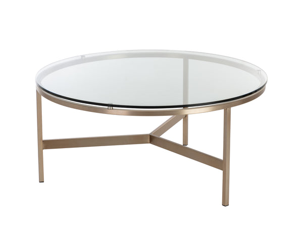 Sunpan Flato Coffee Table - Elegant Antique Bronze Finish with 10mm Tempered Glass for Modern Spaces