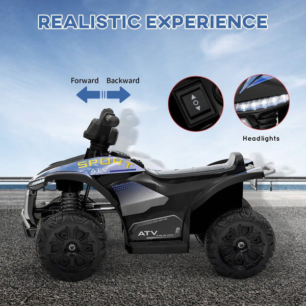 English Elm Qaba 6v Battery Powered Kids Atv Ride on Four Wheeler with Music Ages 2 to 6 Black W2225P249799
