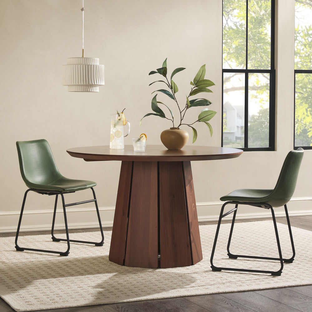 48" Round Solid Wood Pedestal Dining Table - Black KOAD1DBLWS Walker Edison