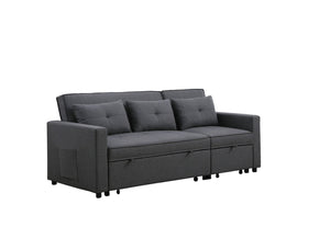 English Elm Zaira Linen Convertible Sleeper Sofa with Side Pocket for Small Spaces and Guests Dark Gray B2749S00190