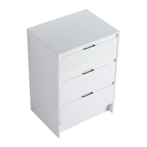 English Elm 24" Freestanding Bathroom Storage Cabinet - Modern Glossy White Design With 3 Soft-Close Drawers W999P312108