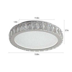 English Elm Crystal 13.8" LED Flush Mount Ceiling Light, 38W Dimmable Crystal Metal Fixture, 1271LM, 3K-5K W2312P374965