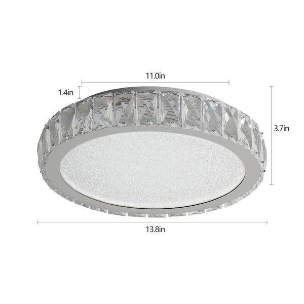 English Elm Crystal 13.8" LED Flush Mount Ceiling Light, 38W Dimmable Crystal Metal Fixture, 1271LM, 3K-5K W2312P374965