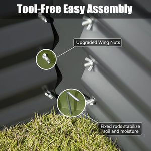 English Elm 8×4×1.5 Ft Galvanized Steel Raised Garden Bed Rust Proof Outdoor Metal Planter Dark Gray W1859P429705