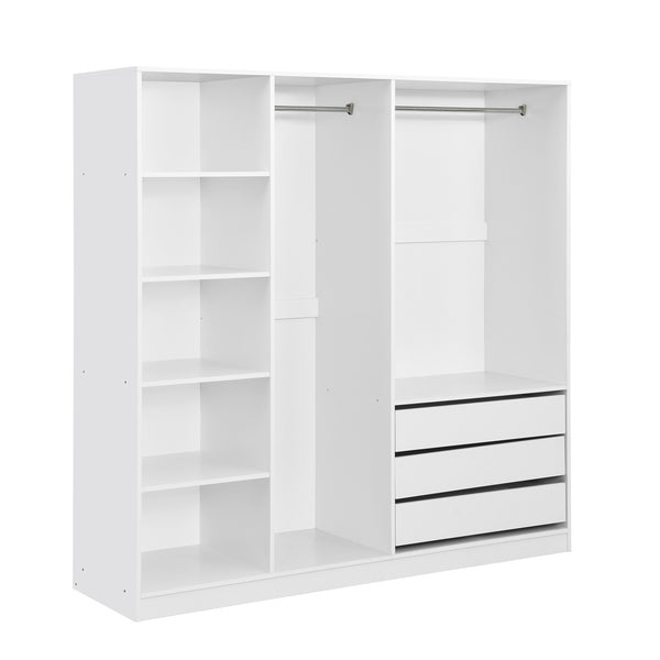 English Elm Doorless Open Wardrobe with 6 Compartments and 3 Drawers, Modern Space-Saving Storage for Bedroom White N820S00036K