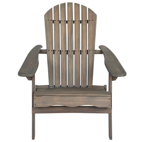 English Elm Christopher Knight Home® - Folding Adirondack Chair Acacia Wood Outdoor Lounge Seat with Slatted Back, Wide Arms, Durable Comfort Grey N770P358873E