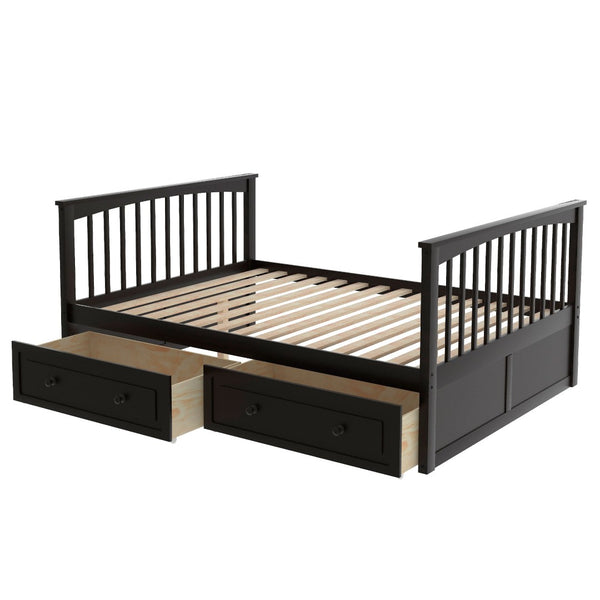English Elm Full Over Bunk Bed Convertible Pine Frame with Storage Drawers for Kids Rooms Espresso GX000241AAP