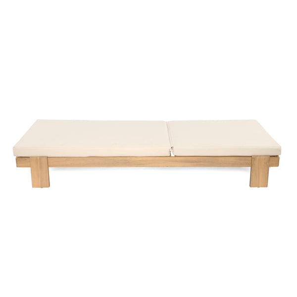 English Elm Christopher Knight Home® - Outdoor Acacia Wood Chaise Lounge with Adjustable Backrest, Water-Resistant Cushions, Durable Hardwood Frame Beige,Teak N772P262628B