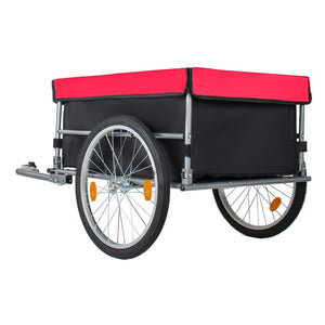 English Elm Foldable Bike Cargo Trailer with 20 Inch Tires Steel Frame and Weatherproof Oxford Cover Red W2932P405183