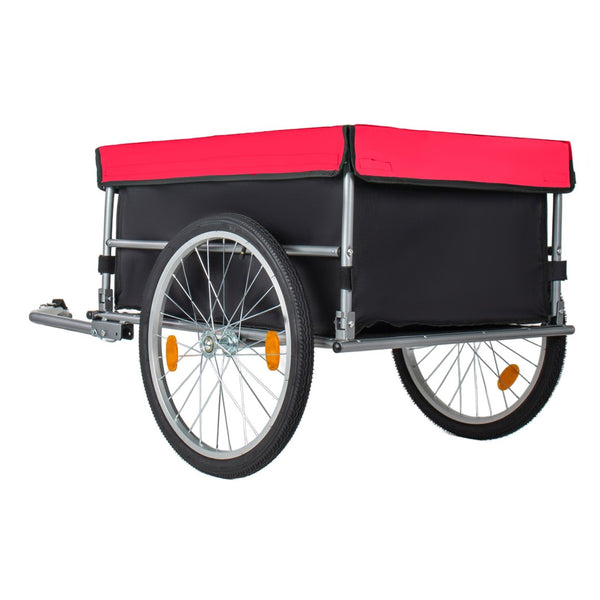 English Elm Foldable Bike Cargo Trailer with 20 Inch Tires Steel Frame and Weatherproof Oxford Cover Red W2932P405183