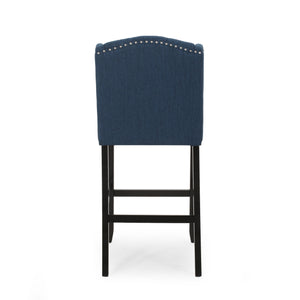 English Elm Christopher Knight Home® - Vienna Tufted Wingback Counter Stools Set of 2 — Button-Tufted Fabric, Nailhead Trim, Rubberwood Frame Navy Blue 64856.00NBLU