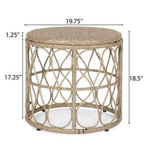 English Elm Christopher Knight Home® - BRUCE Rattan Side Table with Wicker Weave Top, Boho Outdoor Accent, Durable Polyethylene, 19.75" H Brown 70418.00LBRN