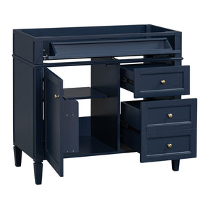 English Elm 36'' Modern Bathroom Vanity Cabinet with Tip-Out Drawer, Adjustable Shelf, Smooth Metal Slides, Solid Wood Frame Blue N710P186084C