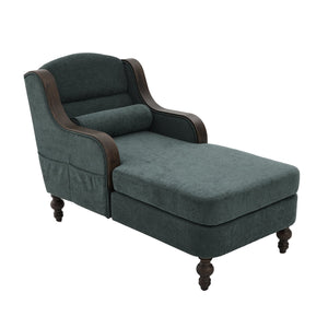 English Elm UNITED Oversized Chaise Lounge Sofa Bed with Solid Wood Arms, High-Resilience Foam, 800lb Capacity and Storage Pockets Emerald W1568S00207