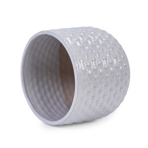 English Elm 3 Pieces Ceramic Flowerpot Set - Elegant Matte White Planters For Modern Home Décor & Gardens W3273P321548