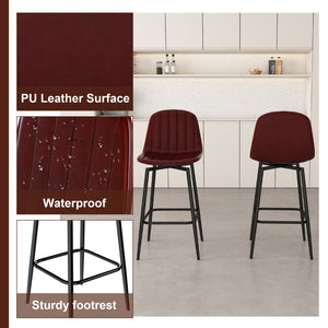 English Elm 63-Inch Modern Kitchen Island Set With 4 Dark Brown Bar Stools - Elegant Marble Surface & Led Glow W2699S00069