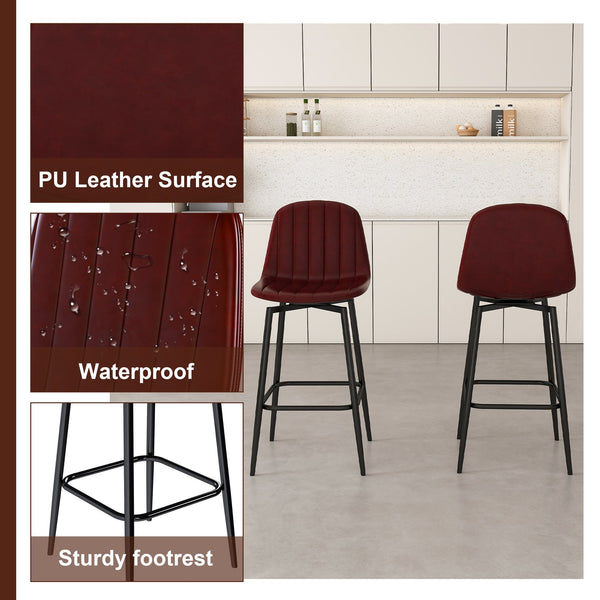 English Elm 63-Inch Modern Kitchen Island Set With 4 Dark Brown Bar Stools - Elegant Marble Surface & Led Glow W2699S00069