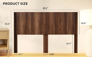 English Elm Modern Farmhouse Wood Headboard King Size 80.2" Wide Wall-Mount Fluted Wingback Walnut Brown Elegance W3520P327604