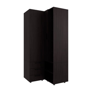 English Elm FM Compact Wardrobe with Hanging Rod, Smooth Drawers and Open Shelves for Organized Bedrooms Wenge 55 L x 22 W x 7 H B128S00185